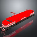 Red Electric Train Locomotive With White Stripes And Aerodynamic Exterior Design