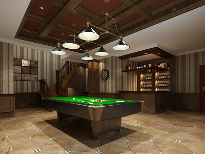 American Entertainment Room Simple Villa Underground Billiards Room model