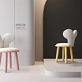 Modern Kids Chairs With Bunny Ears Design Soft White Seats And Pink Green Legs