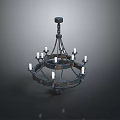 Vintage Industrial Metal Circular Chandelier With Multi Arm Candle Lights