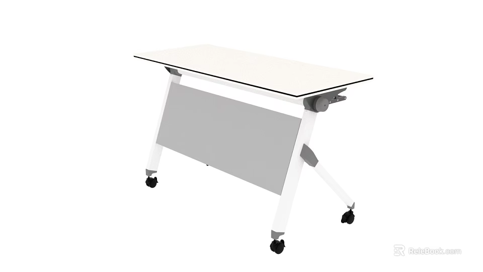 Modern Conference Room Mobile Table With White Surface And Rolling Wheels 3d model 