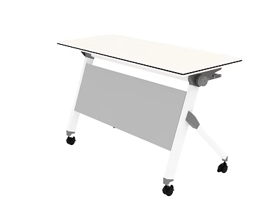 Modern Conference Room Mobile Table With White Surface And Rolling Wheels 3d model