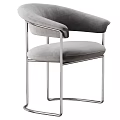 Modern Leather Upholstered Dining Chair With Armrests And Polished Metal Frame For Home Dining Space