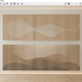 Modern Wooden Room Divider With Striped Design Dual Panels And Earthy Tones