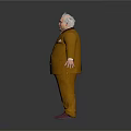 Man in Brown Double Breasted Suit with White Hair Standing Open Arms Against White Background