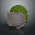Green Safety Helmet With Transparent Face Shield And Metal Fasteners Design