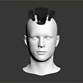 Game And Movie Character White Head Model With Spiked Black Mohawk Hairstyle
