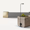 Modern Outdoor Chairs With Gray Wooden Body Gold Black Accents And Green Plants