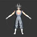 Standing Anime Character Figure With Black Hair Blue Outfit Orange Lining White Gloves Boots