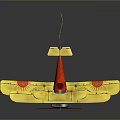 Yellow Biplane Toy Model With Propeller Skis And Pilot Tail Label
