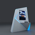 Modern Geometric Photo Spot With Blue Accent Lines And Car Display Screen