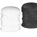 Modern Metallic Stools With Round Seats And Glossy Wrapped Design In Silver And Black
