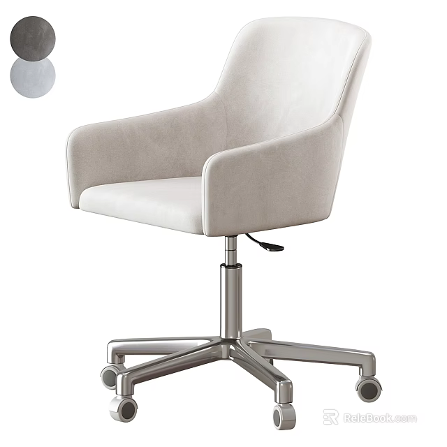 Modern Comfortable Office Chair With Beige Fabric Upholstery Adjustable Height Armrests And Rolling Casters 3d model 