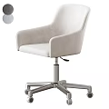 Modern Comfortable Office Chair With Beige Fabric Upholstery Adjustable Height Armrests And Rolling Casters