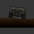 Rugged Off Road Vehicle Model On Muddy Rock Platform With Worn Exterior