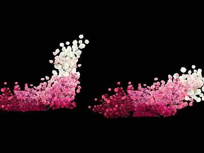 Pink and White Gradient Small Particles Pendant with Curved Shape on Black Background 3d model