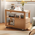 Wooden Storage Cart with Wheels for Teapot Vase Magazines Books Small Boxes in Living Room