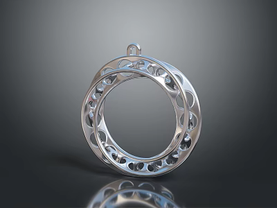 Stainless Steel Hardware Ring Component With Circular Holes And Shiny Surface 3d model