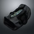 Black Coach Duffel Bag Featuring Green Patterned Interior And Brand Logo