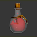 Elegant Transparent Glass Bottle With Cork Stopper And Yellow Rope Decoration
