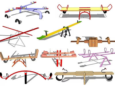 Various Colorful Seesaw Designs With Different Styles For Outdoor Playgrounds 3d model