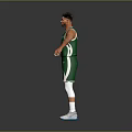 Man basketball player wearing green Bucks jersey with number 34 standing with arms outstretched