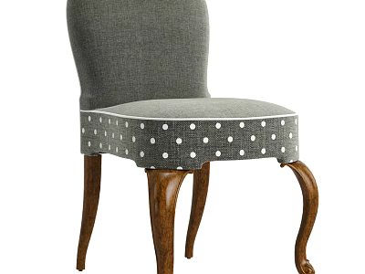 Classic Dining Chair With Gray Upholstered Back White Polka Dot Seat And Wooden Legs Design 3d model