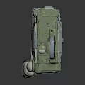 Compact Mechanical Creature Robot With Metallic Shell Green Accents Control Panel And Movable Wheels