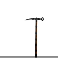 Handcrafted Wooden Long Weapon Featuring Black Metal Decorative Accents And Classic Design Details