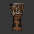 Decorative Handmade Drum With Leather Head And Carved Wooden Body For Living Supplies