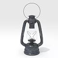 Vintage Black Kerosene Lamp Furniture With Glass Shade Metal Frame And Circular Handle