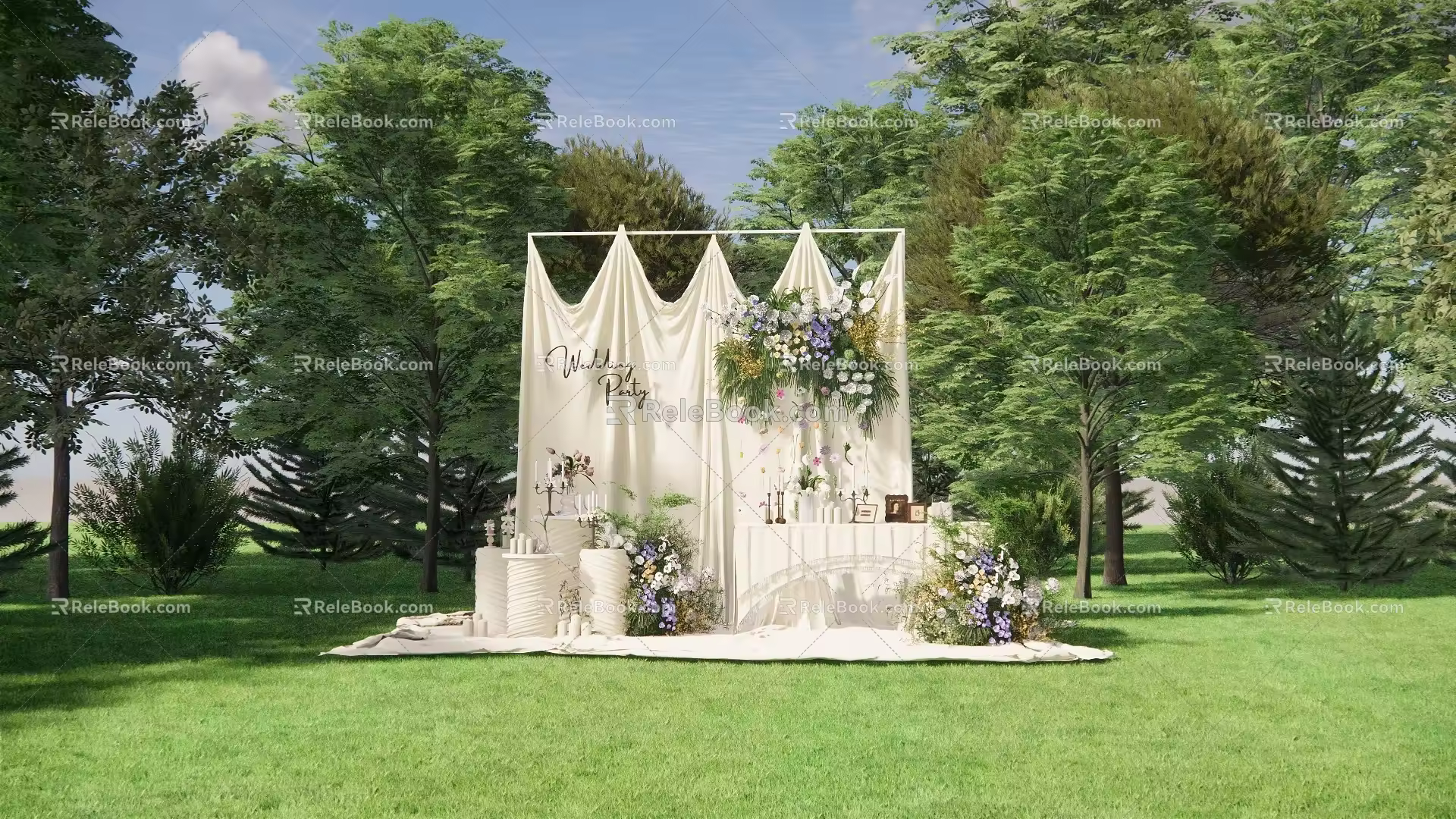971YY Cream Wind Niche Display Area 3d model