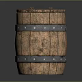 Vintage Wooden Barrel With Natural Wood Grain And Metal Hoop Details For Daily Use