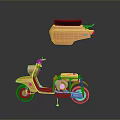 Orange Scooter Design With Black Seat And Modern Body Parts Detailed View