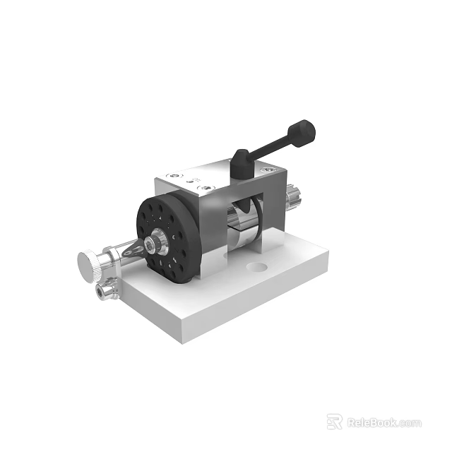 Precision Mechanical Equipment With Square Base Black Handle And Metal Shaft Components 3d model 