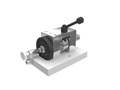 Precision Mechanical Equipment With Square Base Black Handle And Metal Shaft Components 3d model