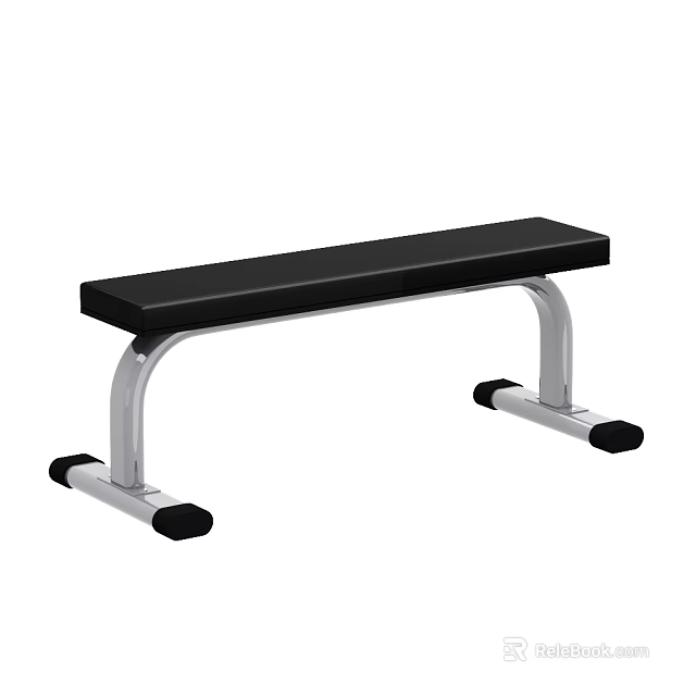 Sturdy Fitness Bench With Black Cushioned Top And Silver Metal Frame For Home Gym Workouts 3d model 