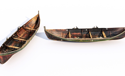 Old wooden boat Modern boat 3d model