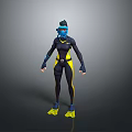 Underwater Speargun Weapon With Black Yellow Diving Suit And Fins For Divers