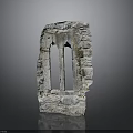 Ancient Gothic Stone Window Frame Architectural Structure with Intricate Design