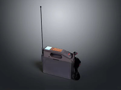 Portable Device With Antenna Display Screen And Control Panel In Dark Casing 3d model