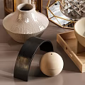 Modern Decorative Ornament Set With Pampas Grass Crystal Vase Reed Diffuser Candle And Neutral Tones