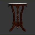 Elegant Round White Marble Top Dining Table With Carved Wooden Legs Design