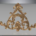 Ornate Golden Decorative Bracket With Intricate Carved Scrolls And Floral Details