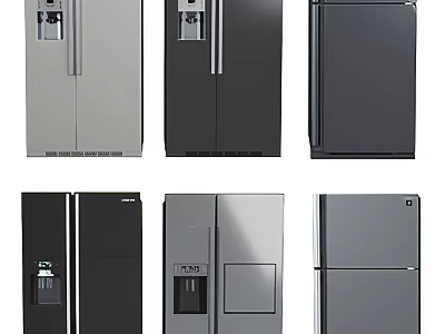Modern Refrigerators With Different Styles And Color Options For Home Use 3d model