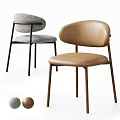 Modern Single Chair Design With Grey Fabric And Brown Leather Upholstery And Metal Legs