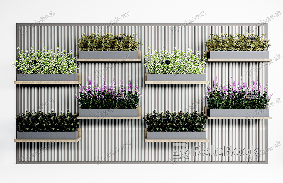 Modern potted plant potted plant wall green plant wall scenery model