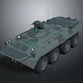 Armored Military Vehicle With Six Wheels Turret And Tactical Antenna Design
