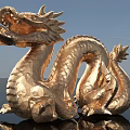 Golden Dragon Sculpture Carving With Intricate Details And Artistic Design