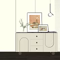 Modern Entryway Sideboard Interior Design with Storage Drawers and Decorative Elements 3d model